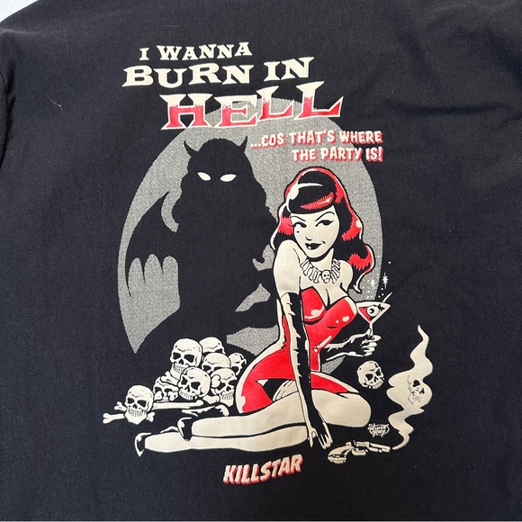 Killstar She Devil Crop Bowling Shirt - Picture 4 of 5